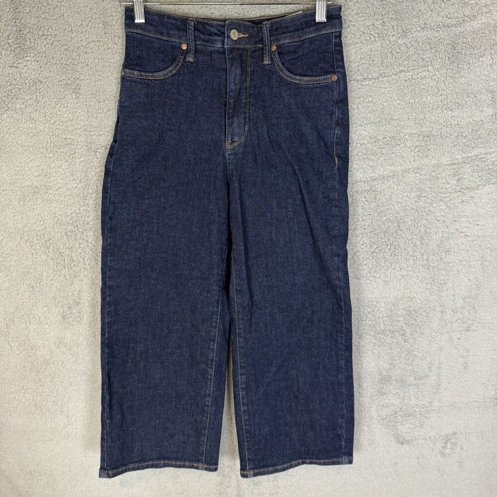 S Judy Blue Jeans Womens 5/27 Wide‎ Leg Crop High Rise Stretch Denim Pants